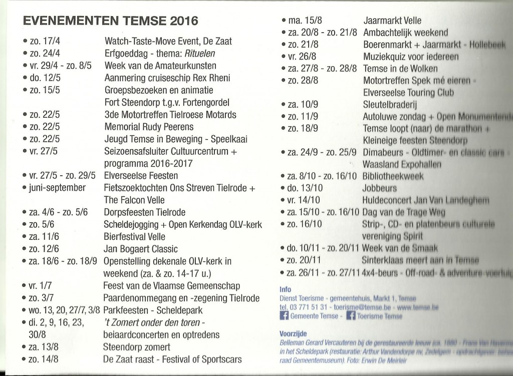 Bellemankaart Evenementen Temse 2016